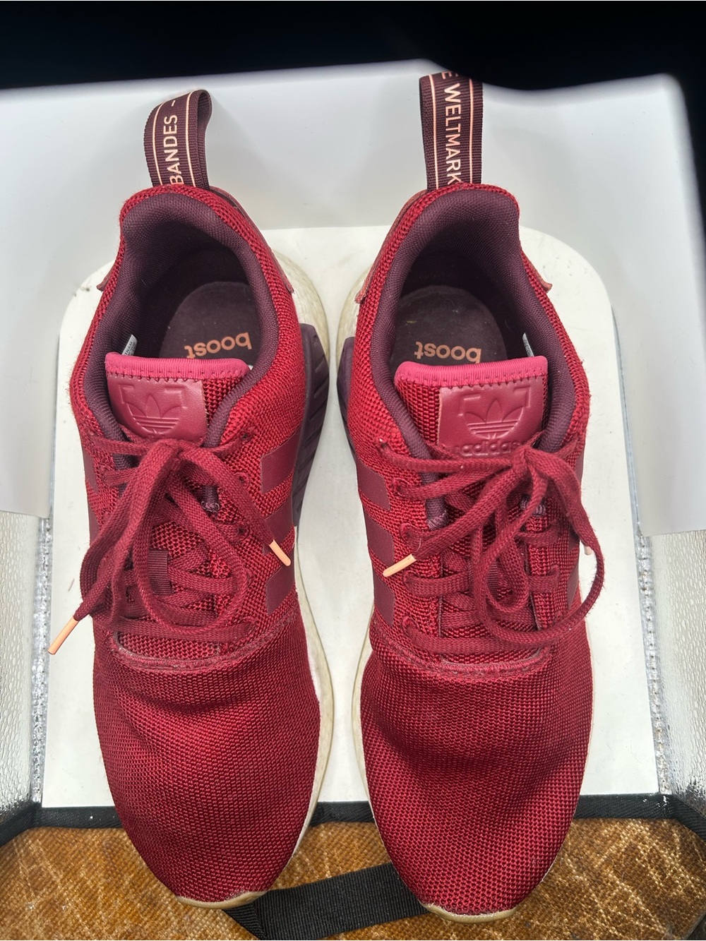 adidas NMD R2 Collegiate Burgundy CQ2404 Men's Size 11 Maroon Boost Sneakers - Picture 2 of 11
